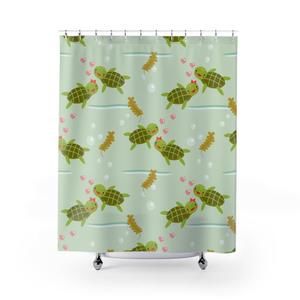 Cute Turtle Love Stylish Design 71" x 74" Elegant Waterproof Shower Curtain for